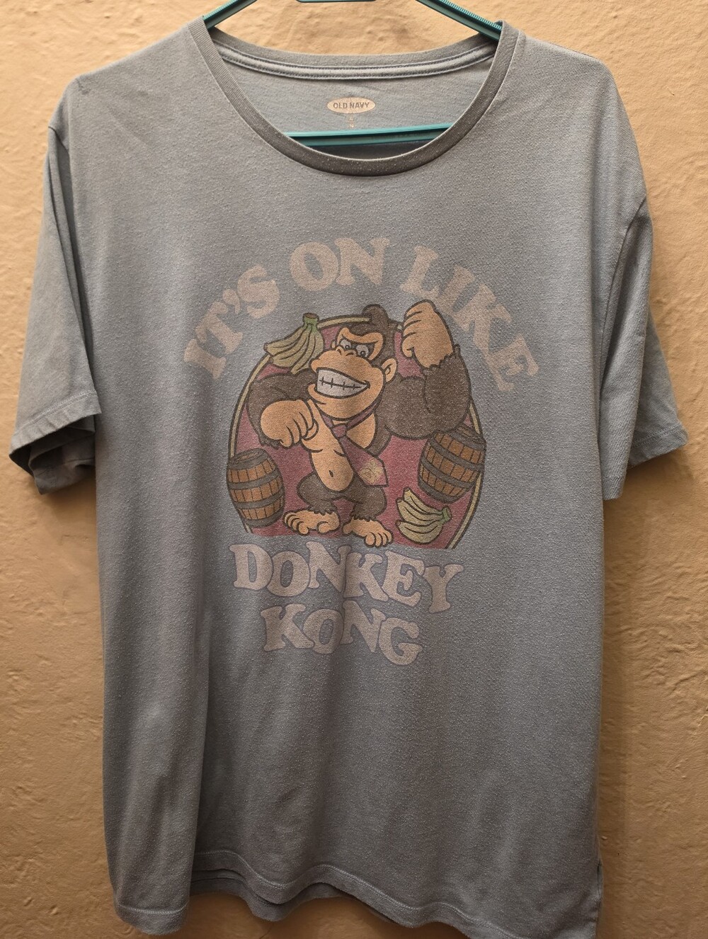 Donkey Kong Graphic Tee It’s On Like Donkey Kong Blue Shirt L